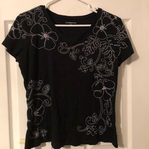 Black floral T-shirt